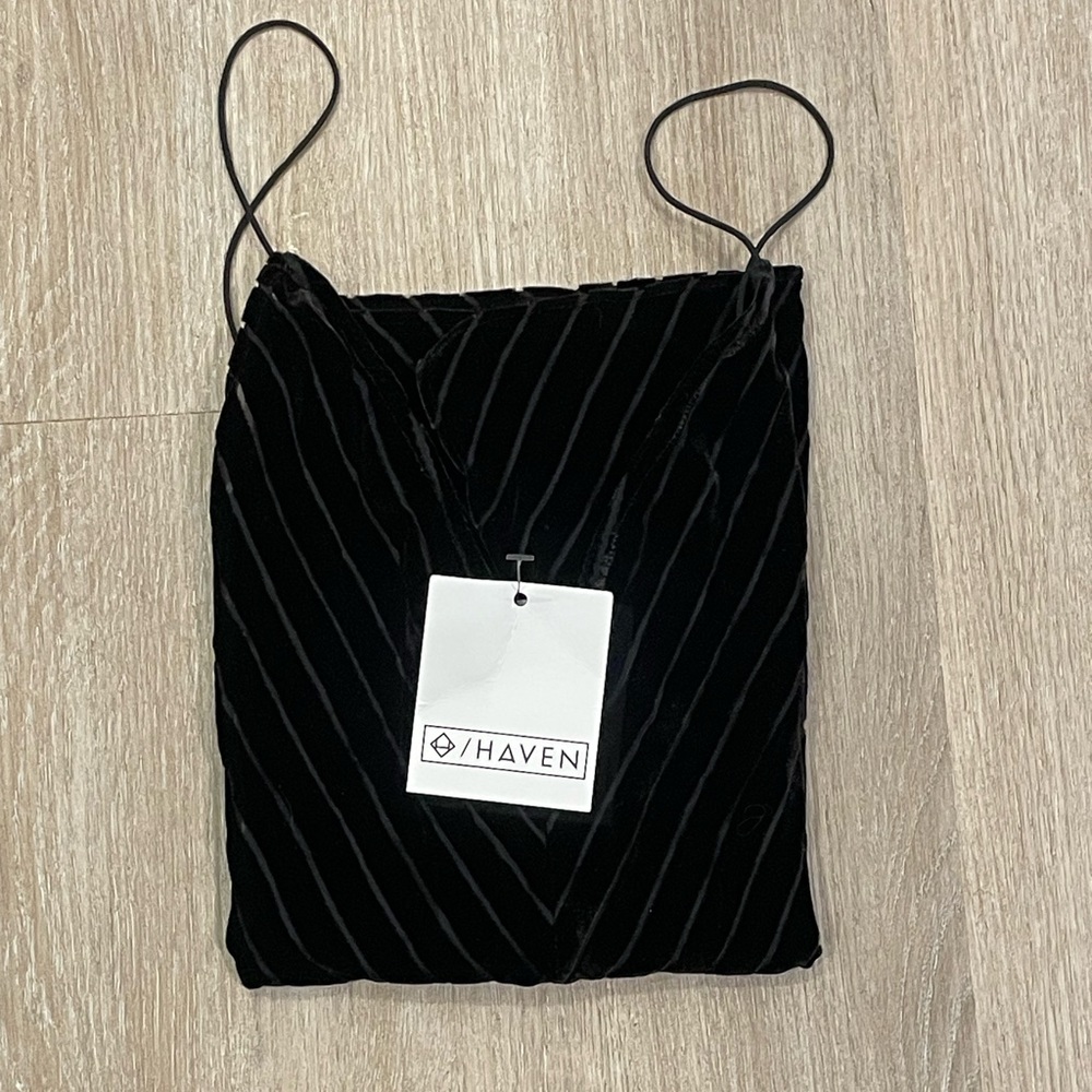Velvet Semi-Sheer V-Neck Spaghetti Strap Tank/Cami